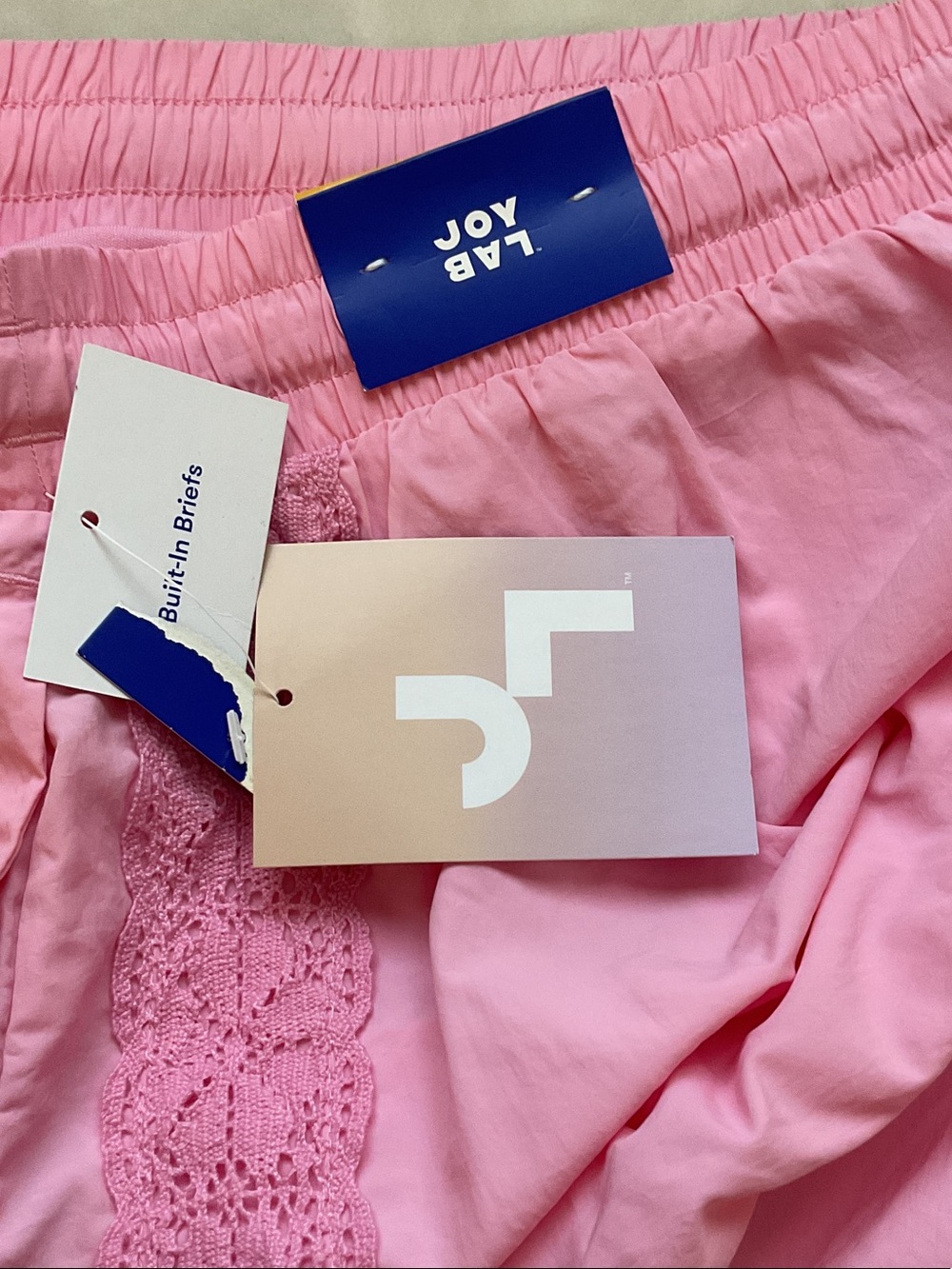 JoyLab Pink Athletic Lounge Shorts with Lace Trim - Picture 4 of 4